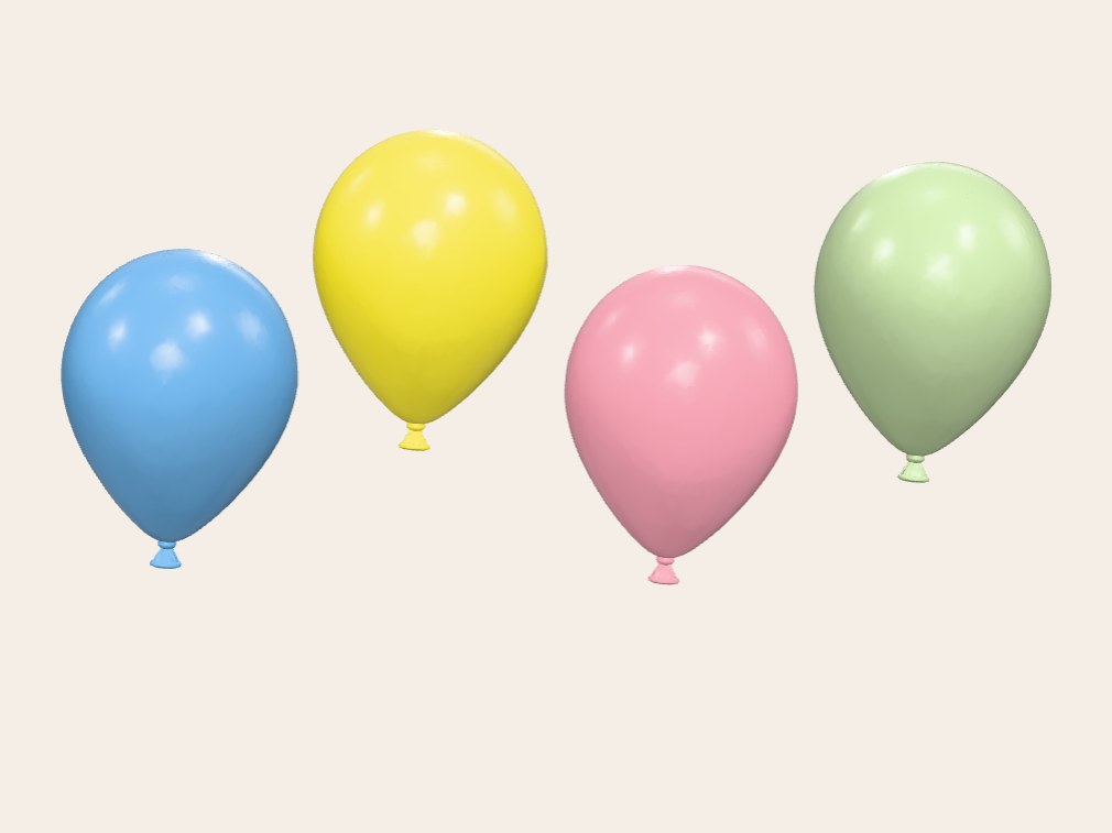 Globos decorativos de pared impresos en 3D en rosa, amarillo y menta